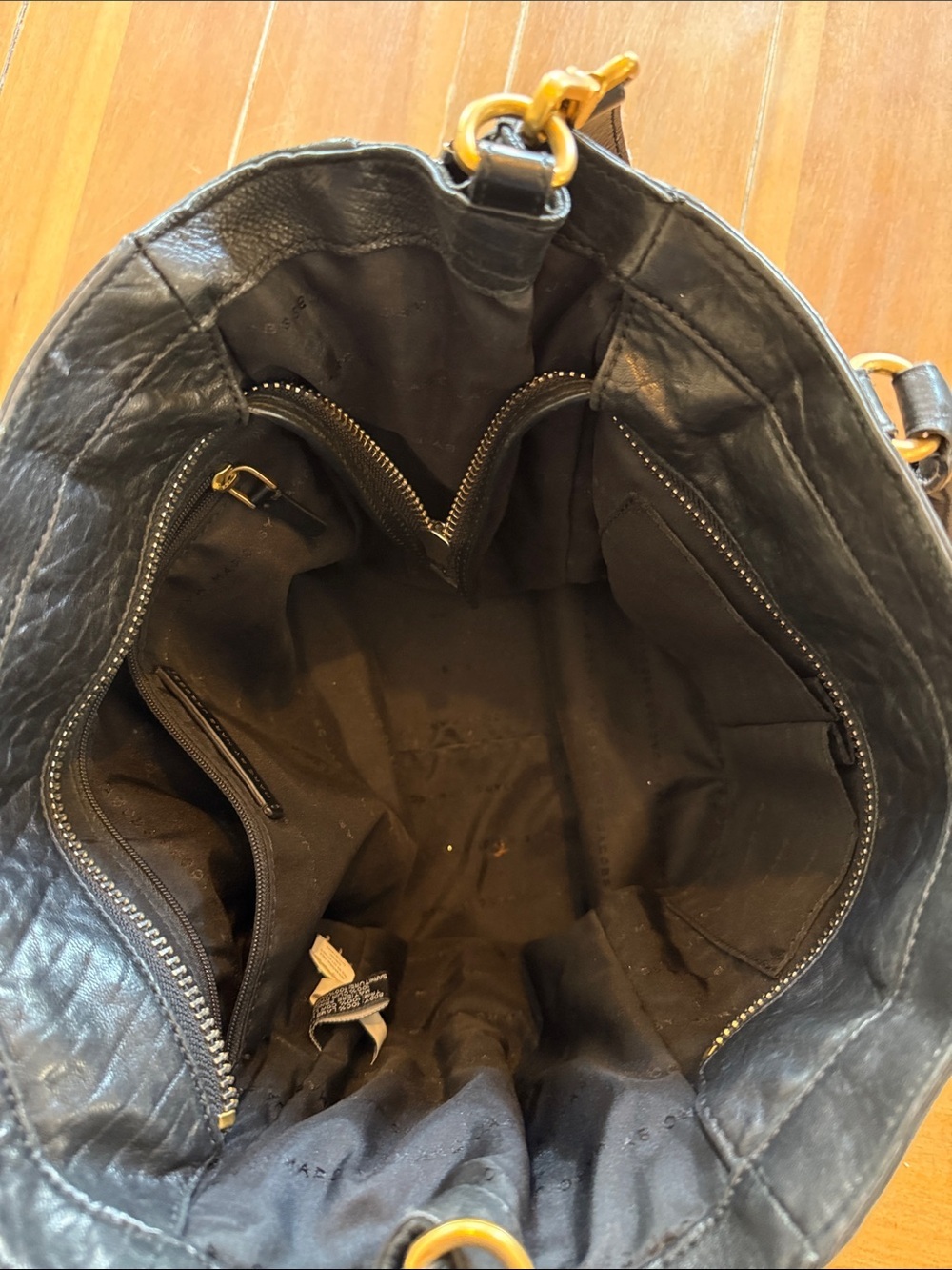 Marc by Marc Jacobs Black Leather Tote with Gold Hardware - Picture 4 of 6